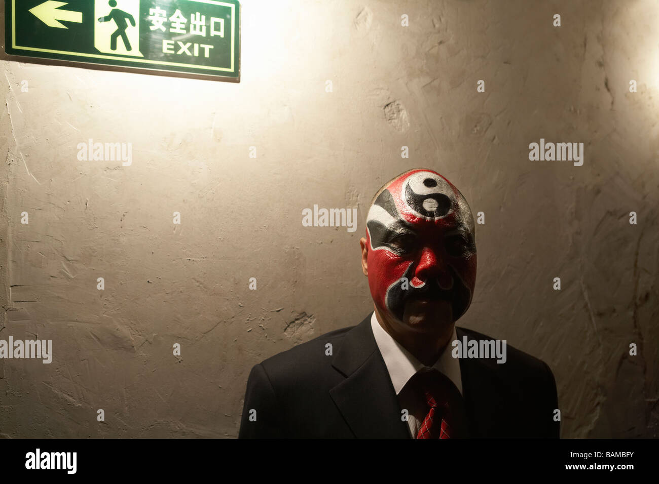 Man Wearing Business Suit, With Face Paint Stock Photo - Alamy