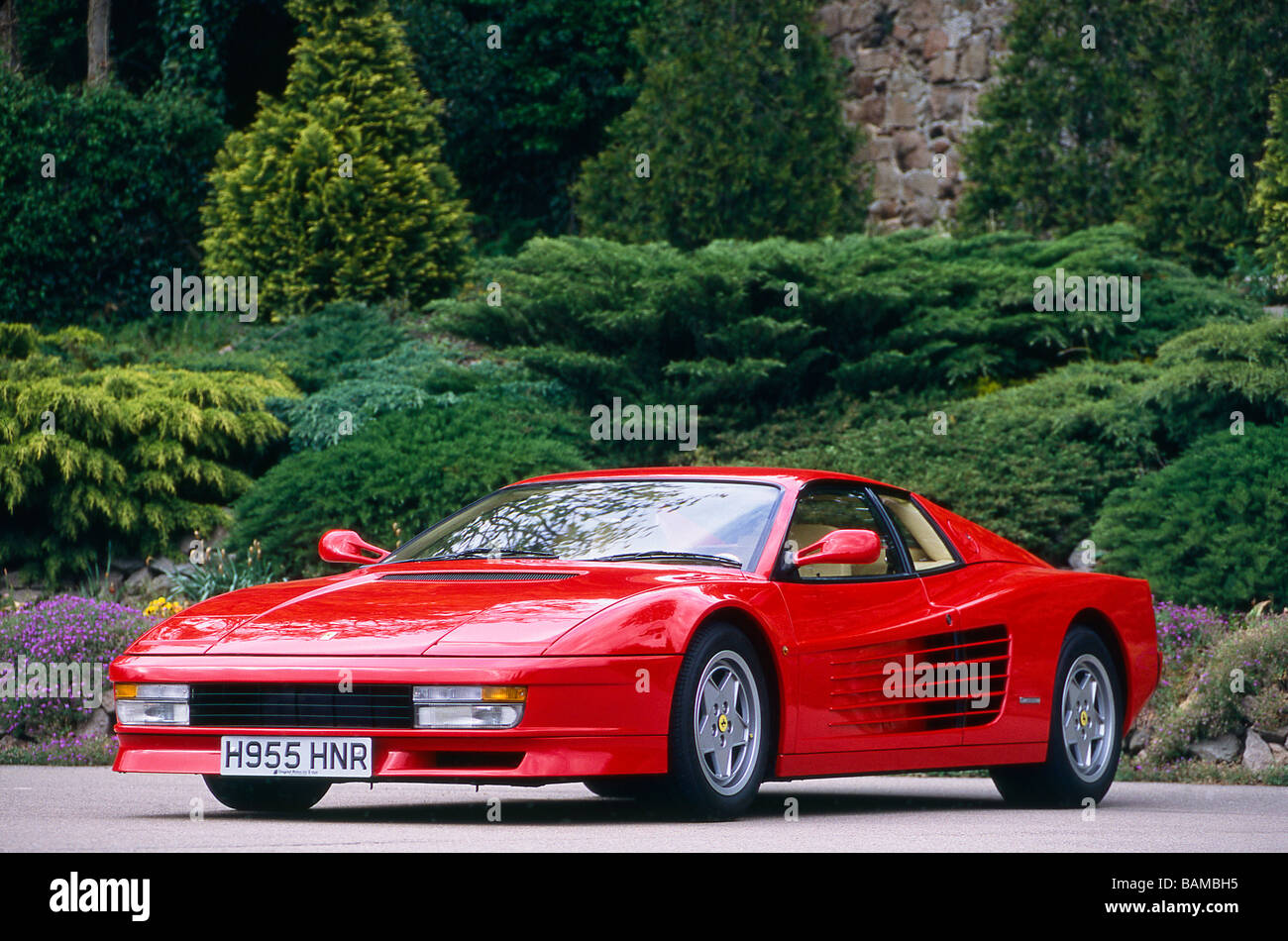 Red Ferrari Testarossa sports car Stock Photo