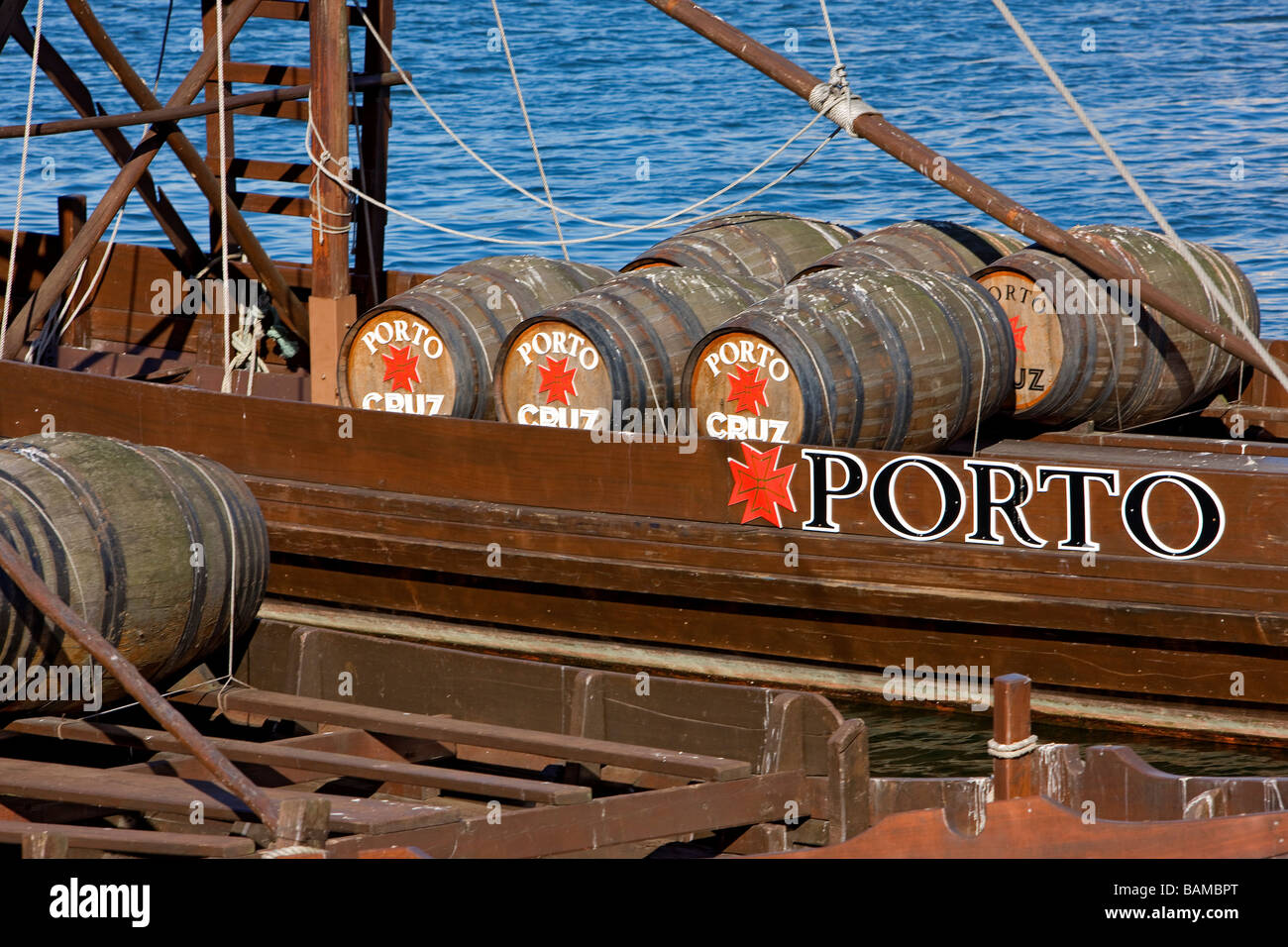 Portugal, Norte region, Porto, Rio Douro,  Rabelo, boat used for the river carriage of Porto wine Stock Photo