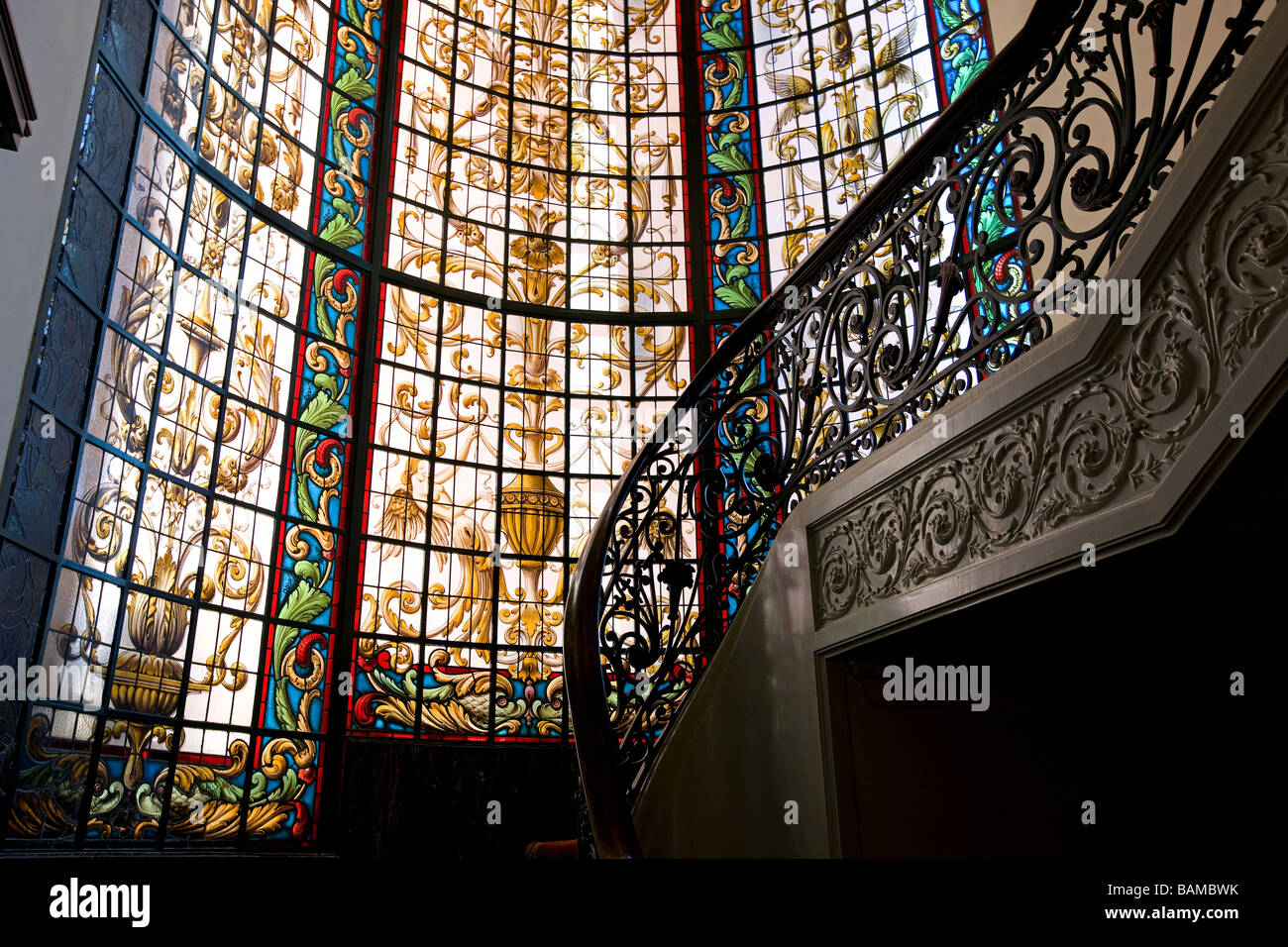Portugal, Norte region, Porto, Infante Sagres Hotel, stair Stock Photo