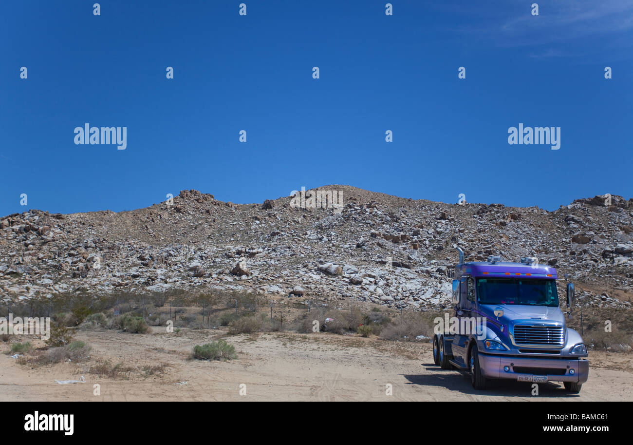 A truck unit parked in the Mojave Desert, Southern California, USA. Stock Photo