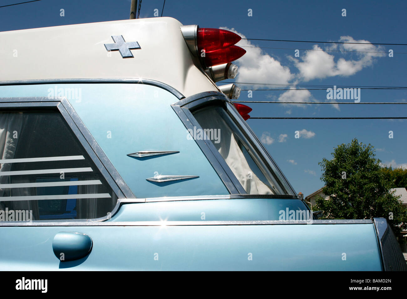 A hearse that was used as an ambulance in the early 1950s in Ithaca, New York, USA Stock Photo