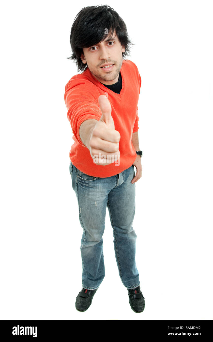 young casual man portrait in a white background Stock Photo - Alamy