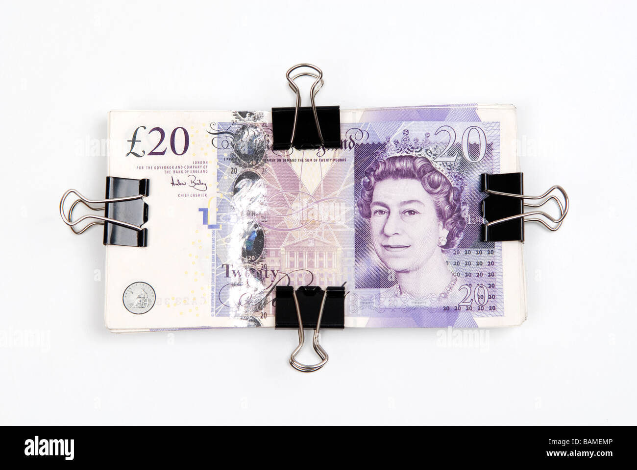 British money bounded with paperclips Stock Photo