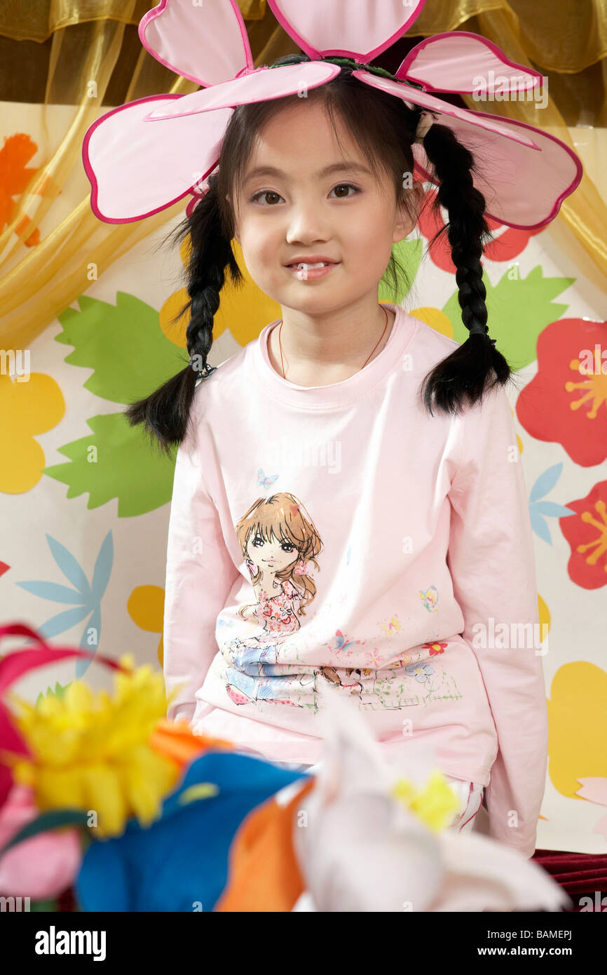 Girl Wearing A Flower Costume Stock Photo Alamy