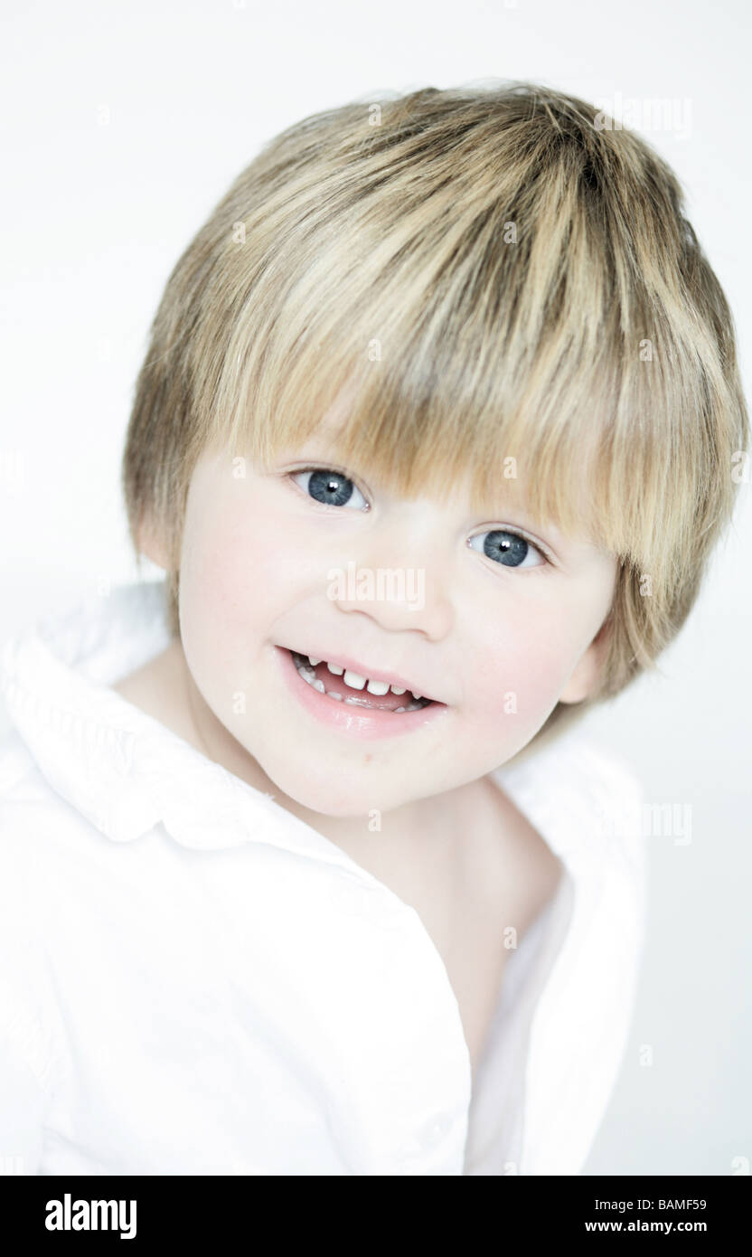 portrait of boy two years isolated on white Stock Photo