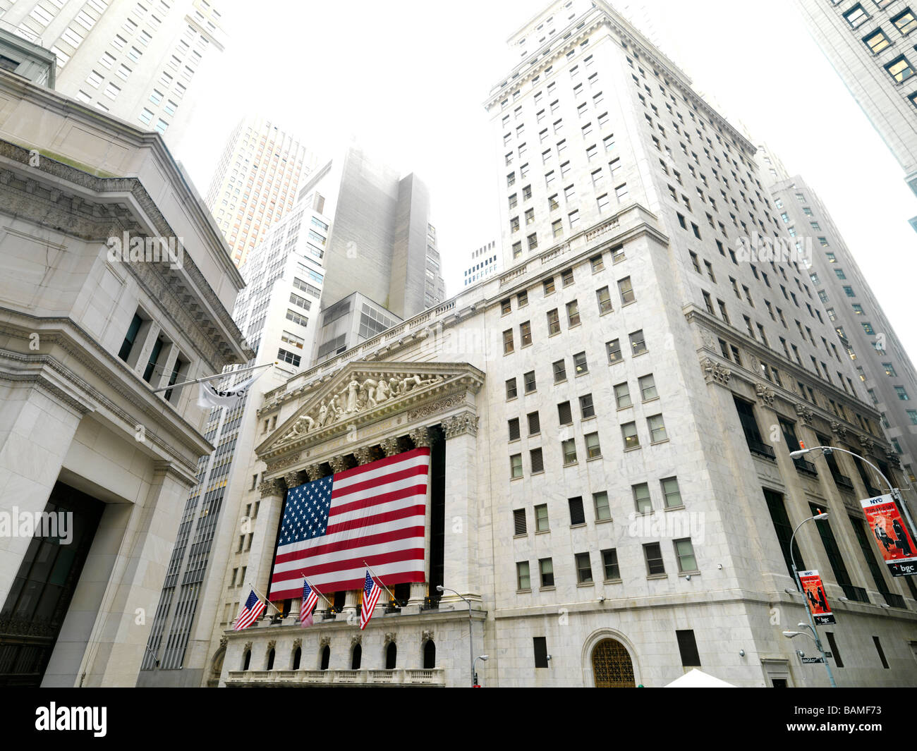 The facade of the New York Stock Exchange. Stock Photo