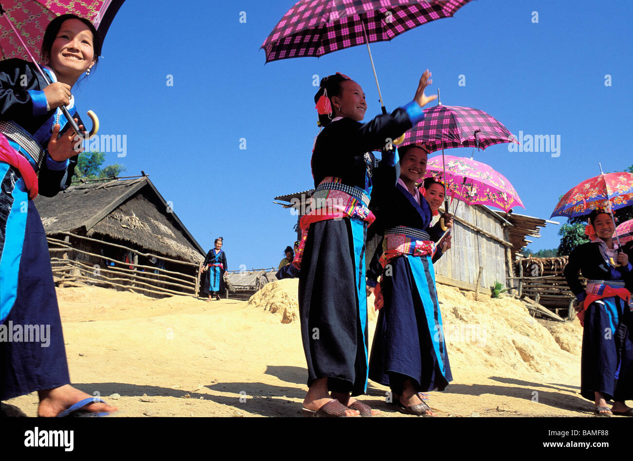 Laos, near Luang Prabang, New year festival of Hmong minority, young