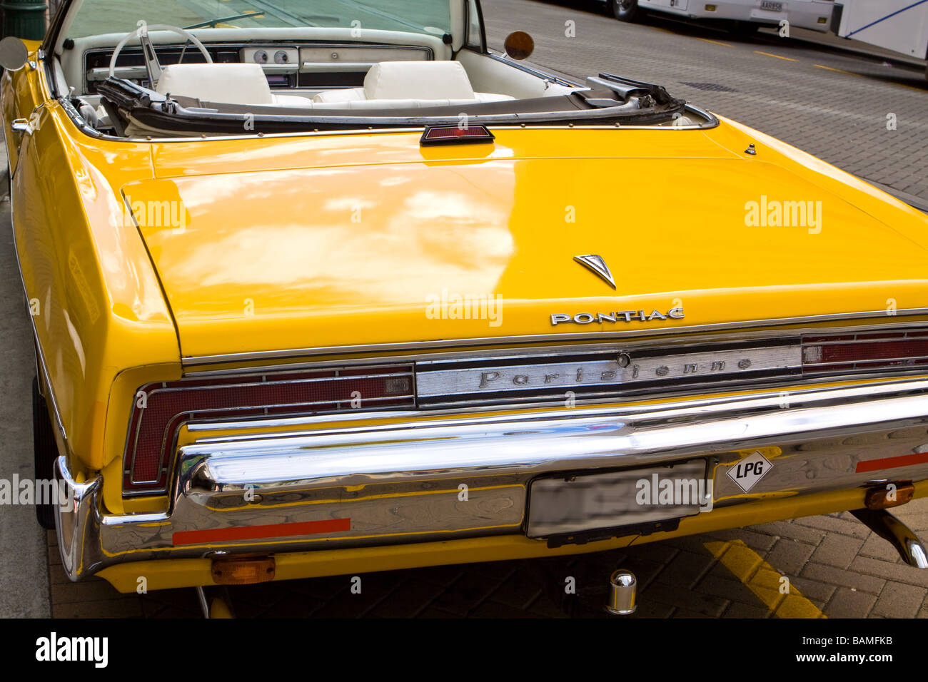 Vintage Yellow Pontiac Car Stock Photo