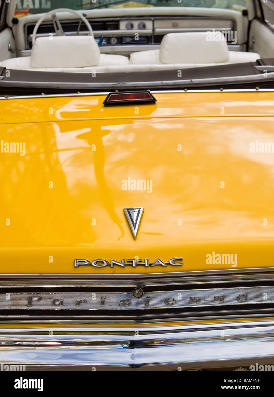 Vintage Yellow Pontiac Car Stock Photo
