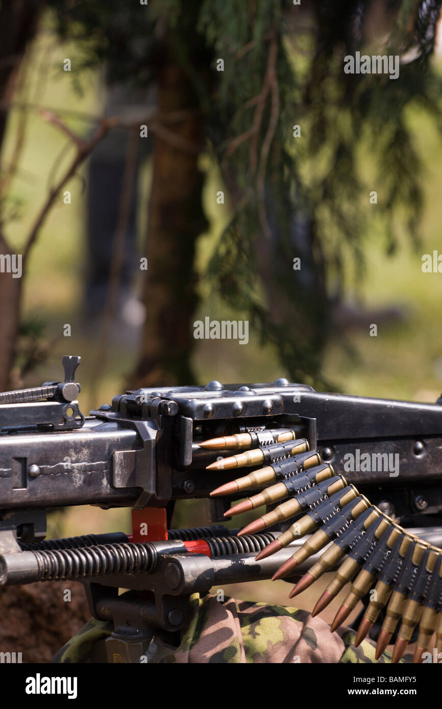Belt fed machine gun with ammunition. GI's on Parade Moneymore