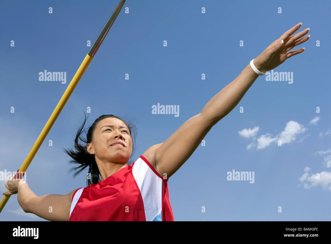 Athlete Throwing A Javelin Stock Photo Alamy