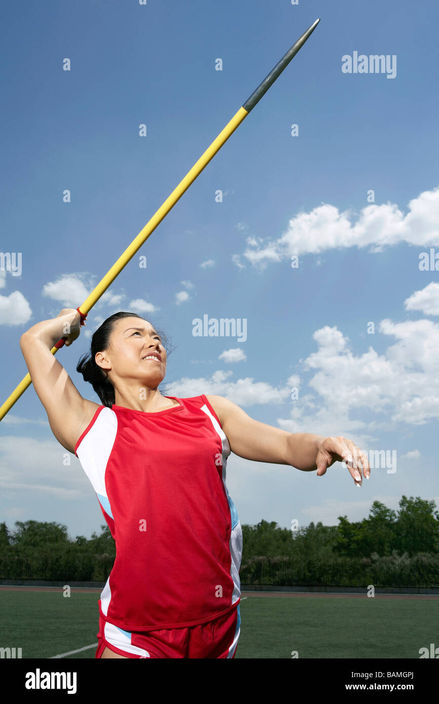 Athlete Throwing A Javelin Stock Photo Alamy