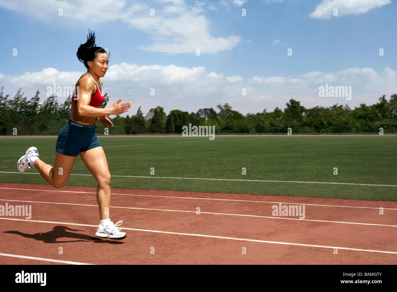 Athlete Running Track Stock Photo Alamy