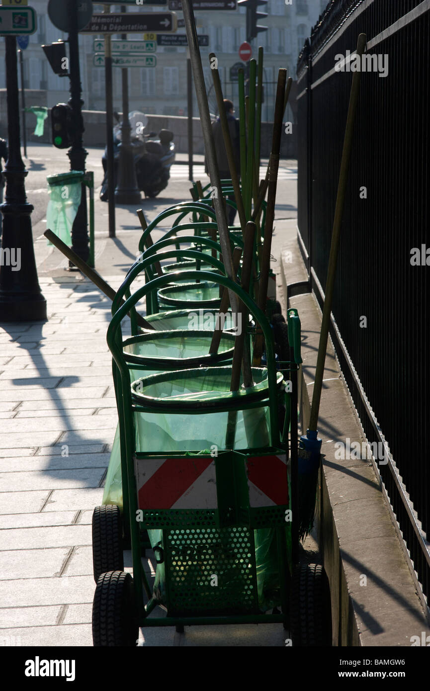 Street sweepers carts in Paris France Stock Photo Alamy