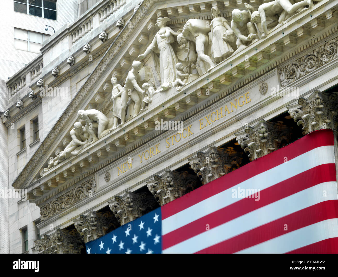 The facade of the New York Stock Exchange Stock Photo