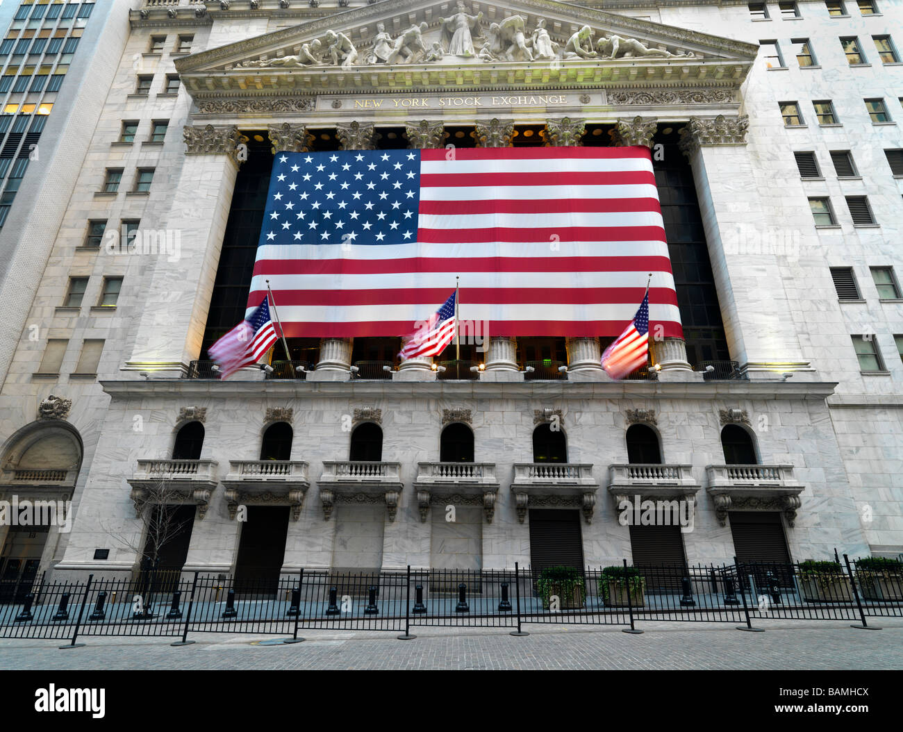 The facade of the New York Stock Exchange. Stock Photo