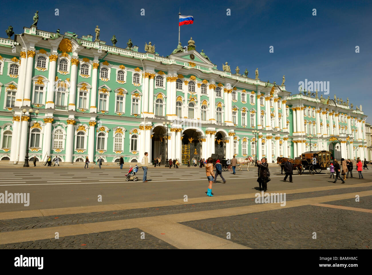 The Winter Palace, the State Hermitage Museum, one of the largest palaces in the world containing over a thousand rooms and ... Stock Photo