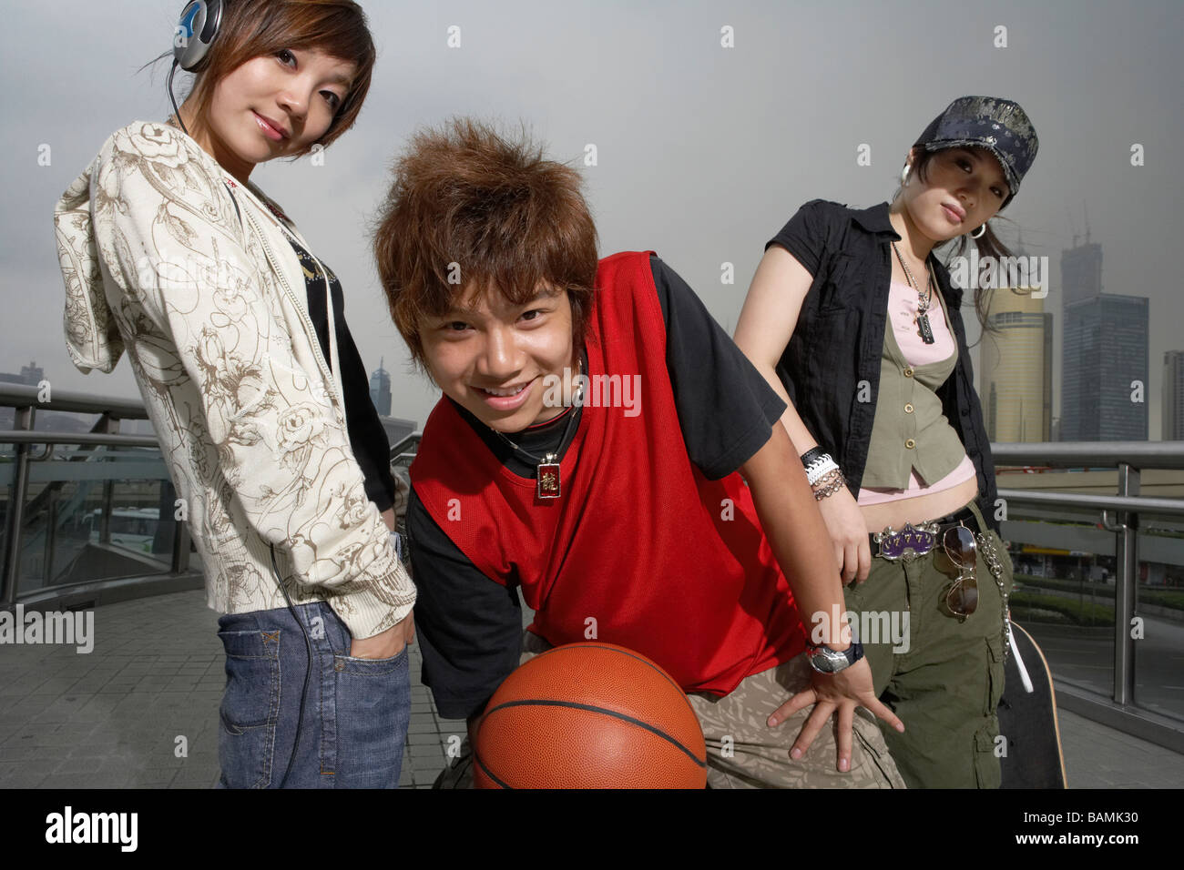 Teenagers Posing For Camera In Shanghai Stock Photo