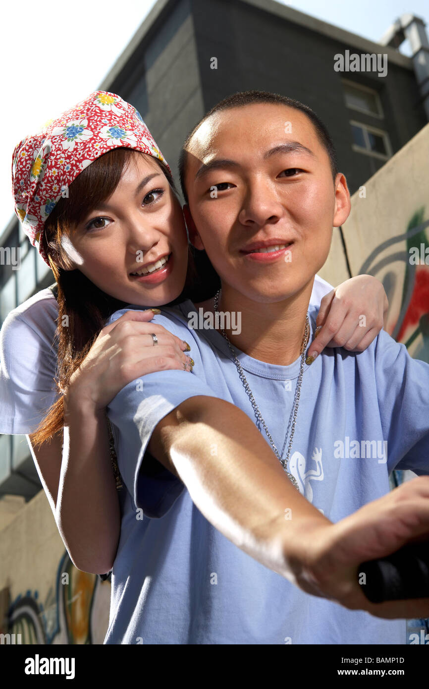 Teenage Boy And Girl On Bike Stock Photo Alamy