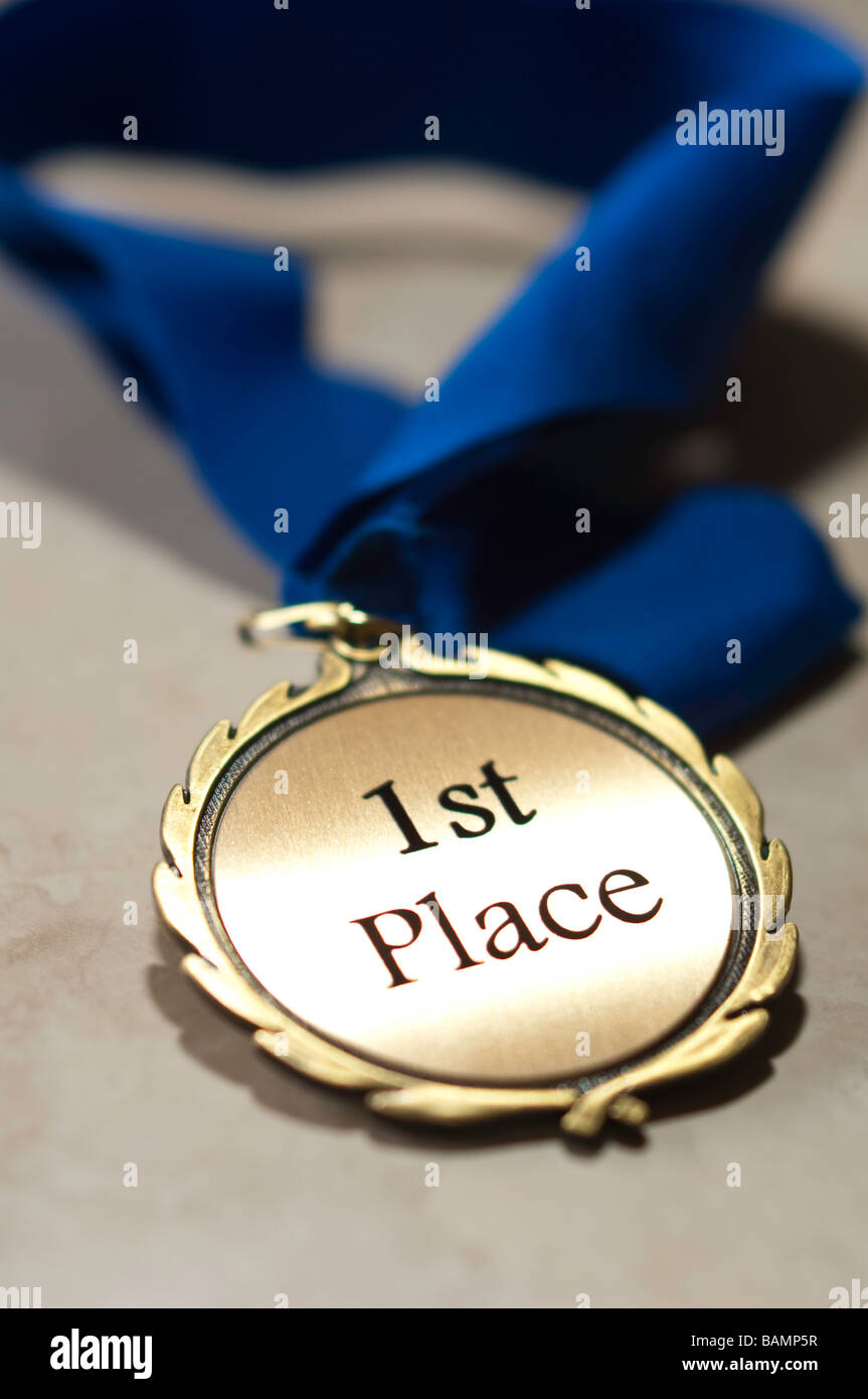 first place medal with blue ribbon stock photo 23813379 alamy first place blue ribbon