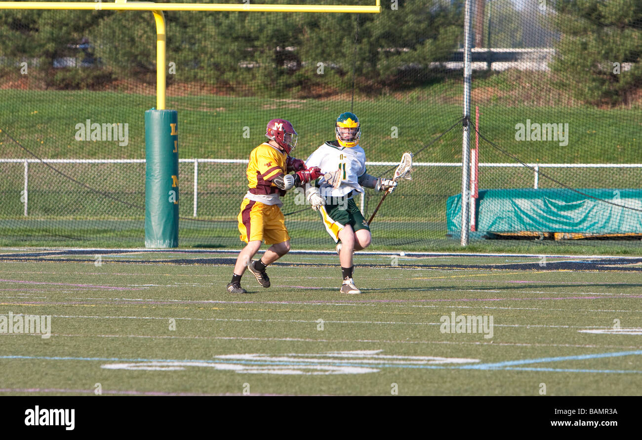 An afternoon varsity highschool boys lacrosse match Stock Photo Alamy