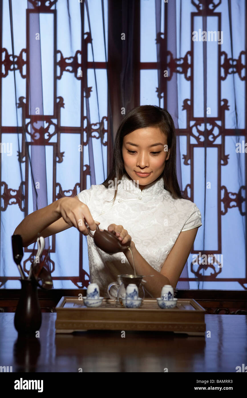 Young Woman Performing Traditional Tea Ceremony Stock Photo Alamy