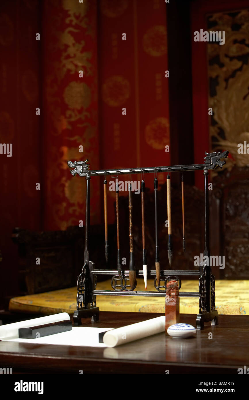 Traditional Chinese Calligraphy Set Stock Photo Alamy