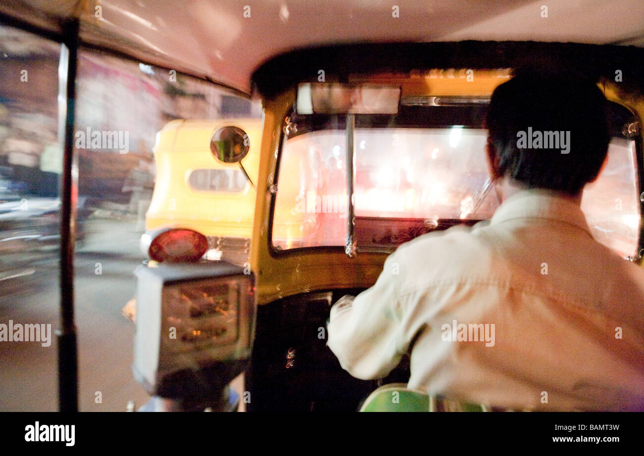 Motorized Rickshaw At Night Bangalore India Stock Photo
