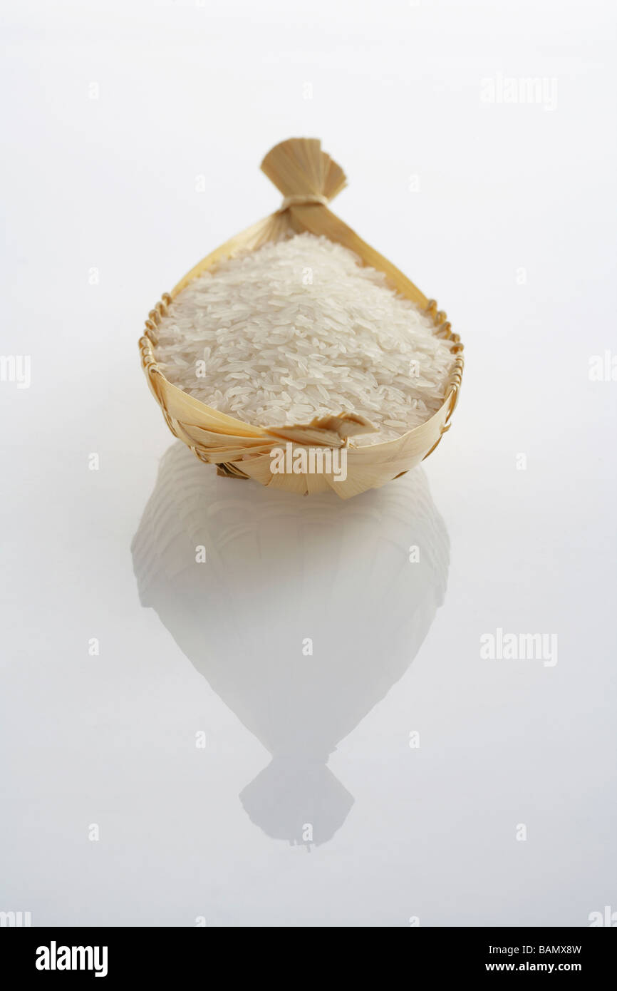Net Basket Rice Rice in a woven basket Stock Photo - Alamy