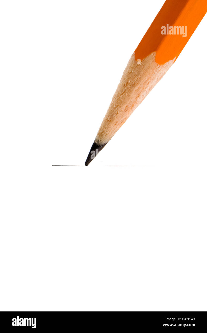 Pencil drawing a straight line Stock Photo
