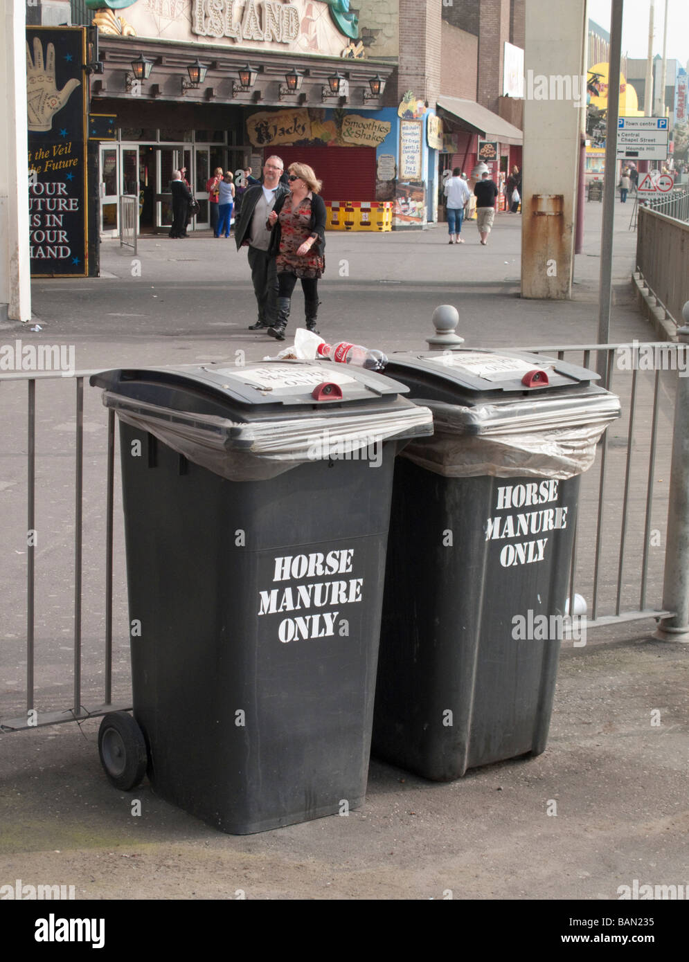 Horse manure bins, Blackpool, UK Stock Photo Alamy