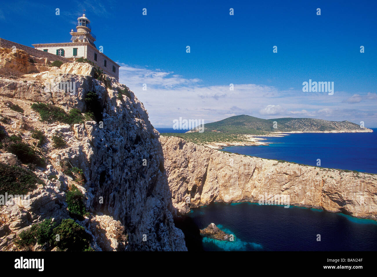Lighthouse of Palagruza Island Dalmatia Croatia Stock Photo