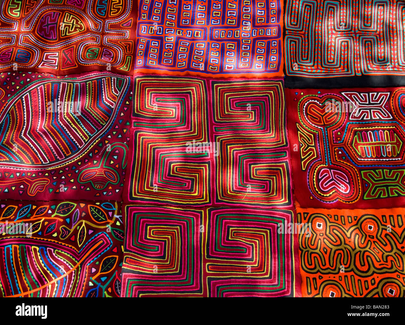 Panama.Molas.Traditional textiles. Stock Photo