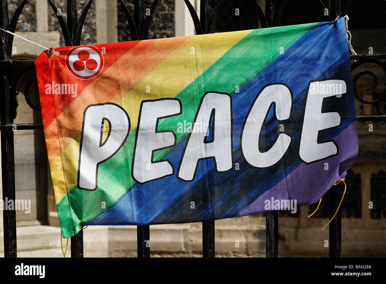 Rainbow peace flag banner Stock Photo