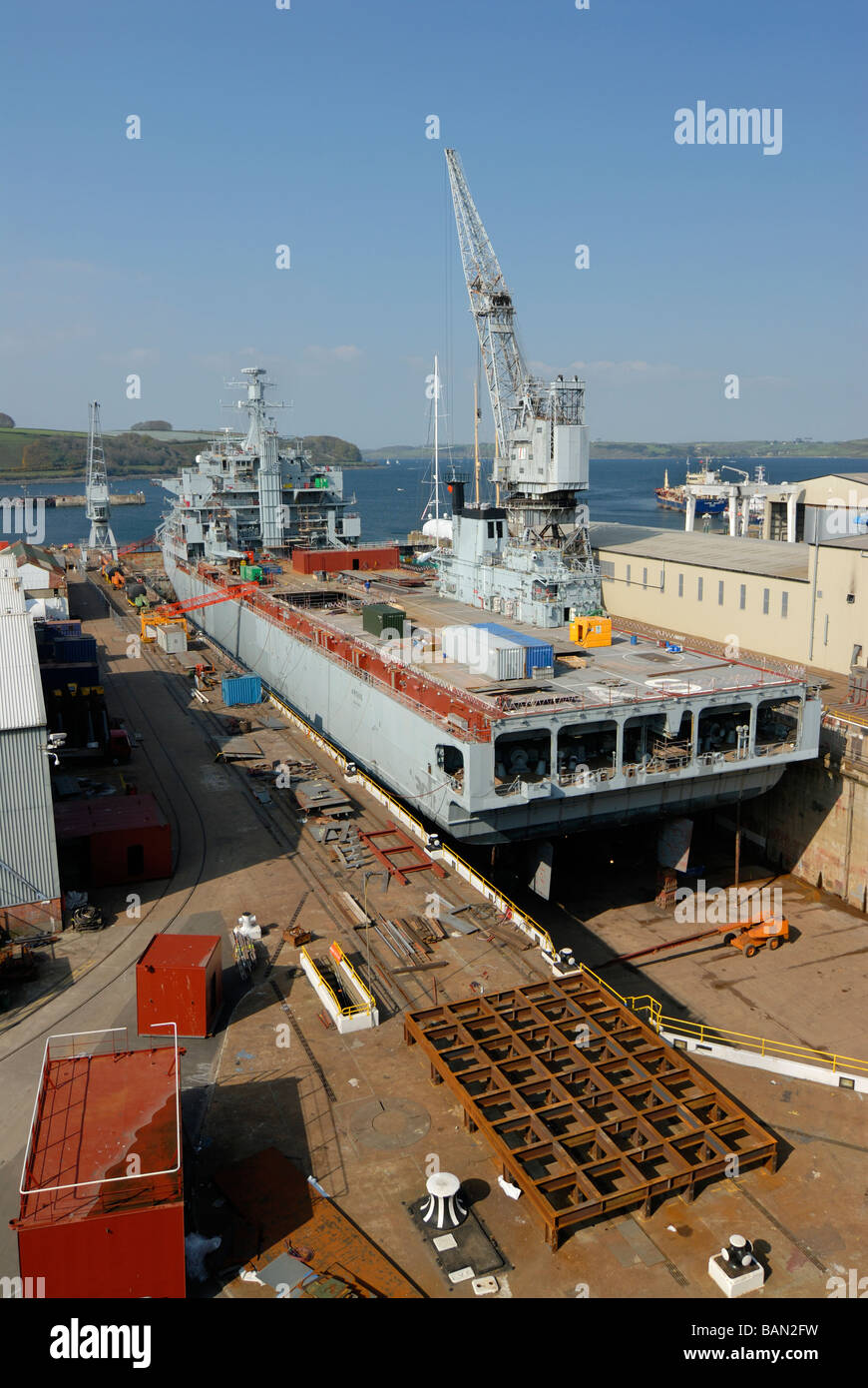 RFA Argus in Dry docks at Falmouth for refit April 2009 Stock Photo