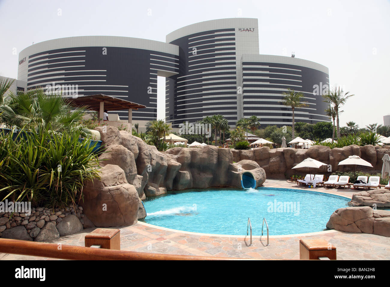 Grand Hyatt Hotel pool Dubai UAE Stock Photo