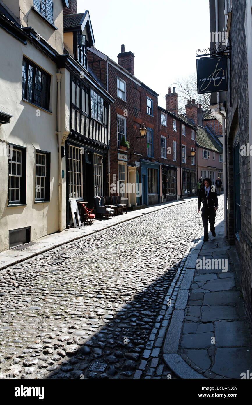 Elm Hill Norwich Norfolk England Stock Photo Alamy