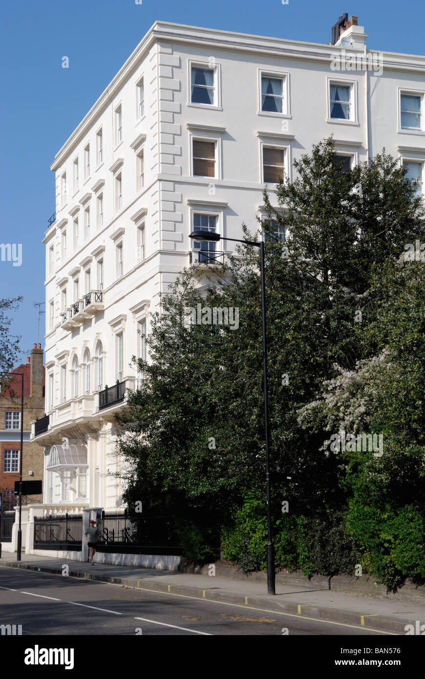 White stone apartment building in Brook Street Bayswater London W2