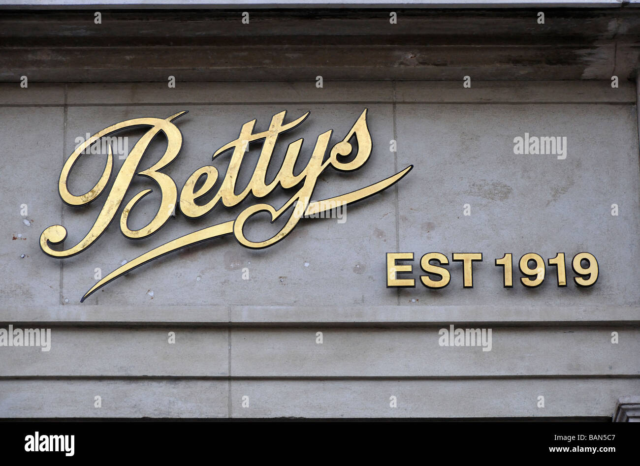 Sign for Betty's Cafe Tea Rooms, St. Helen's Square, York, England, UK. Stock Photo