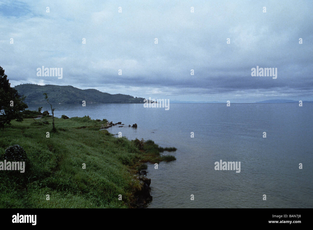Lake Kivu a volcanic lake on the Rwandan border with the Central ...