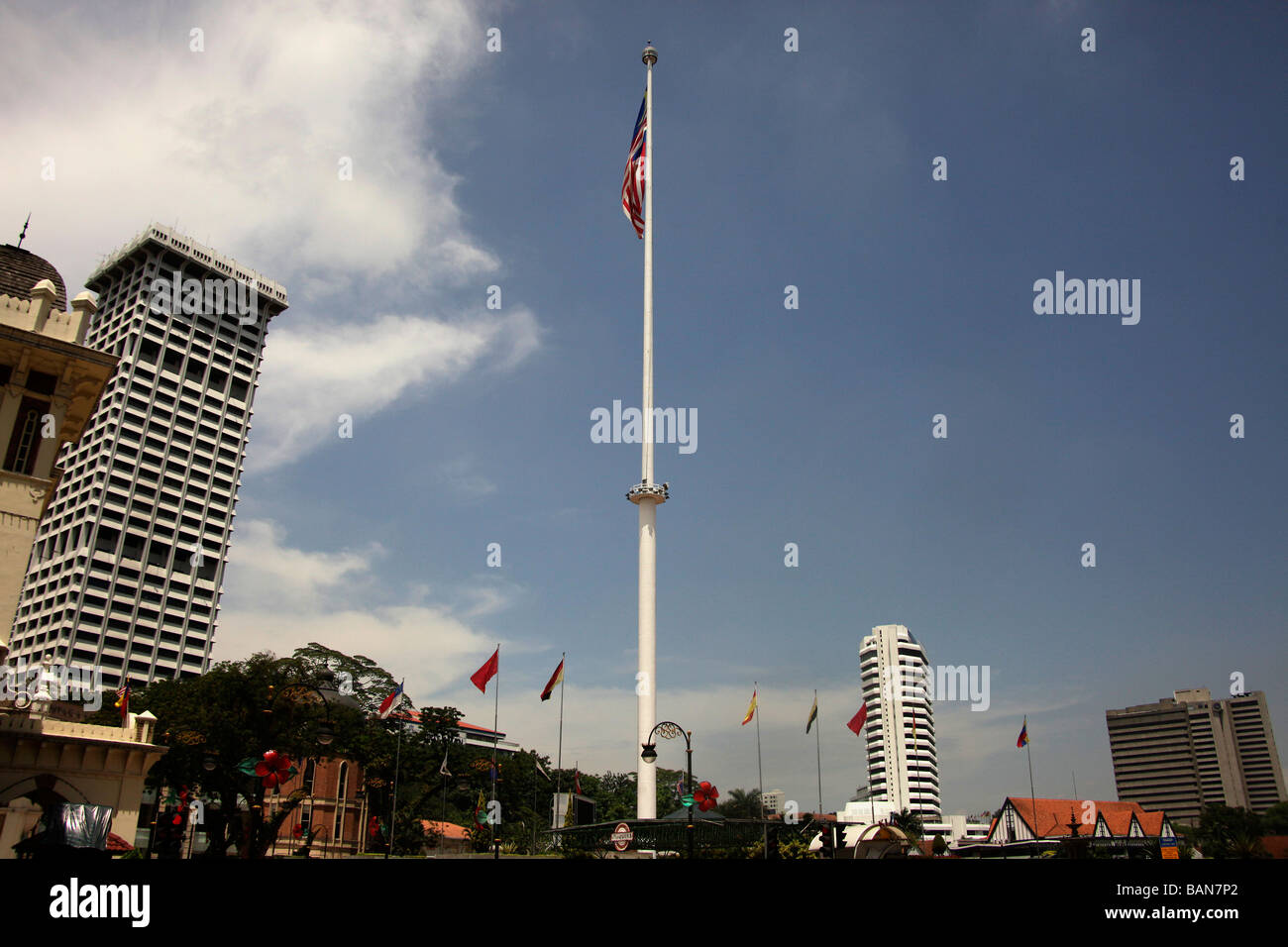 flagpole on Merdeka or Independence Square in Kuala Lumpur Malaysia Stock Photo