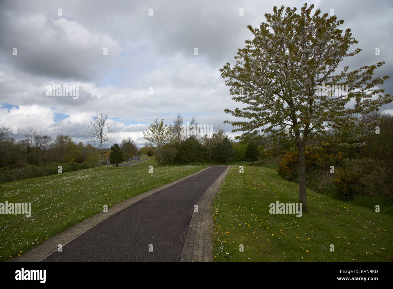 stretch of sustans national cycle route 94 in toome which circuits lough neagh in northern ireland Stock Photo
