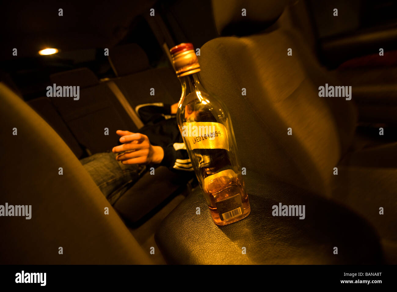 alcoholism in the car Stock Photo
