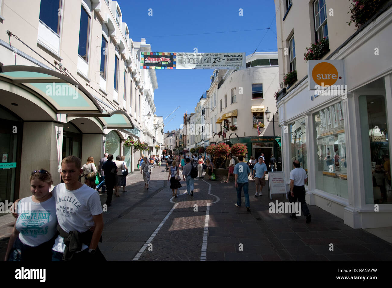 De layout BES Opknappen Shopping centre of St Helier capital of Jersey ,The Channel Islands UK  United Kingdom GB Great Britain Stock Photo - Alamy