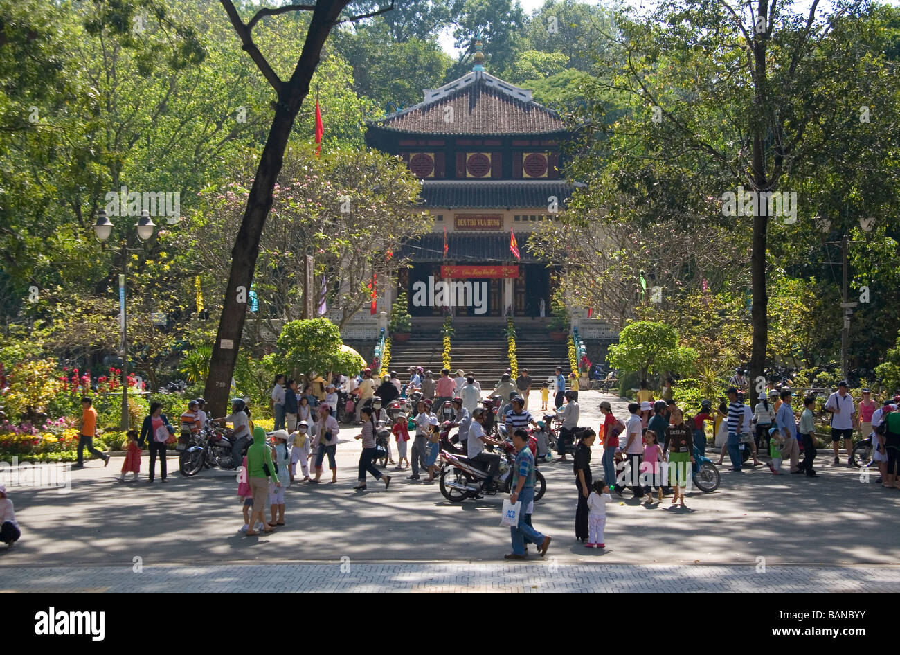 Buildings and visitors at the Saigon Zoo and Botanical Gardens in Ho Chi Minh City Vietnam Stock Photo