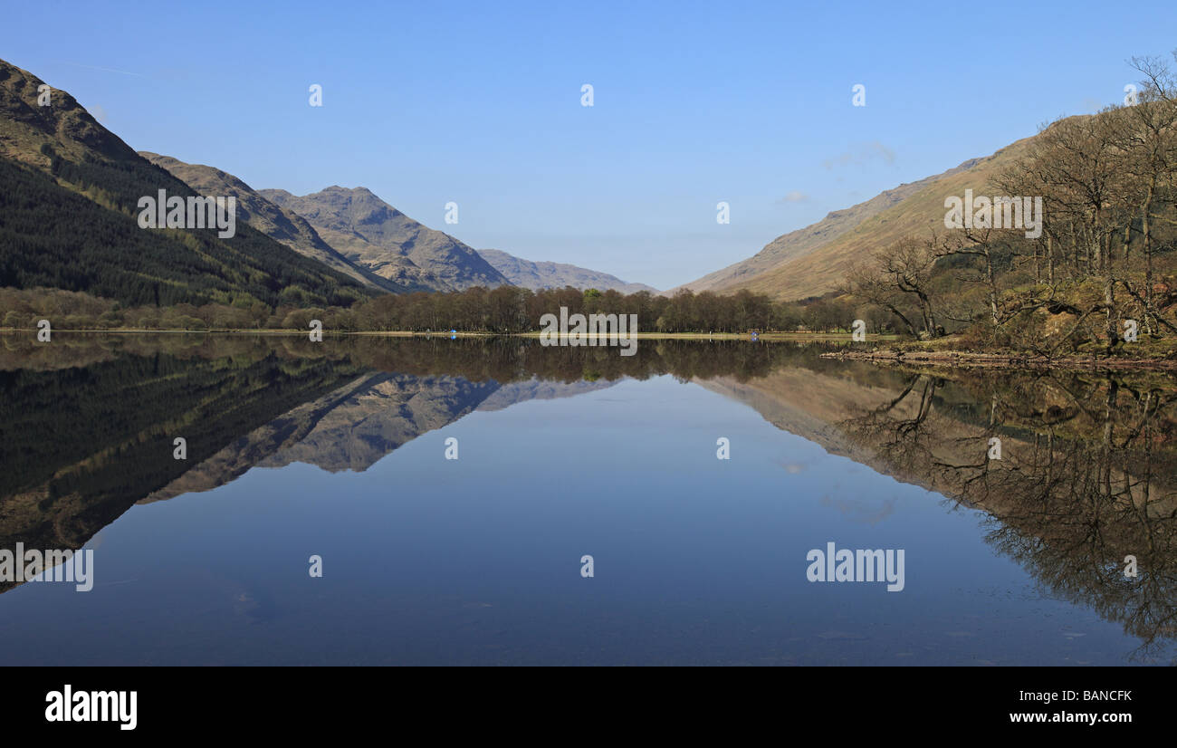 Beautiful reflections in Loch Voil, near Balquhidder, Perthshire Stock Photo