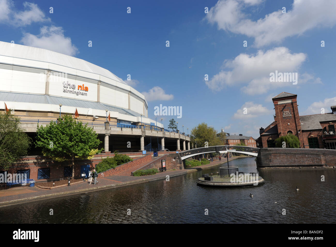 National Indoor Arena and canals at Brindley Place Birmingham Stock