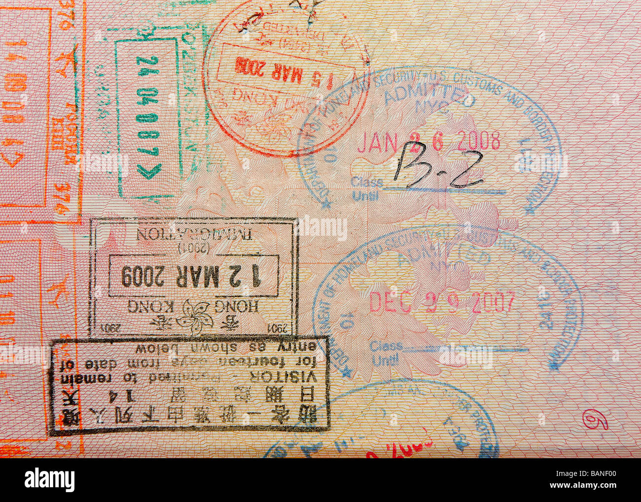 passport with hong kong stamps Stock Photo Alamy