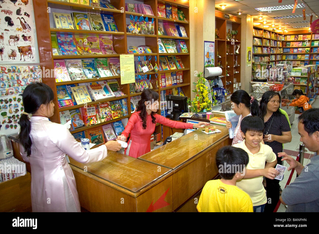 Vietnamese people shopping in a bookstore in Ho Chi Minh City Vietnam